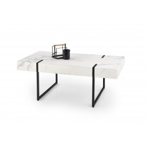 Стол журнальный HALMAR BLANCA белый мрамор/черный, 110/60/43